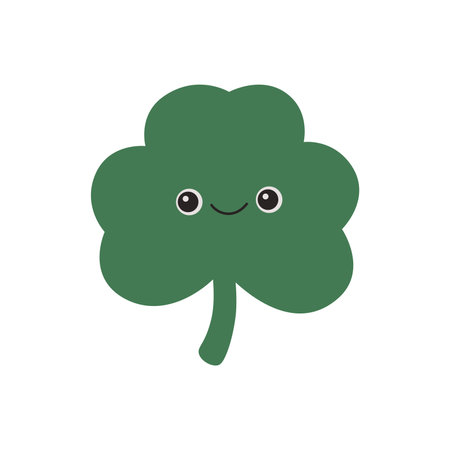 Cute clover leaf character with smiling faceのイラスト素材