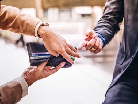 Businessman showing an empty wallet. Bankruptcy. Business concept.の写真素材