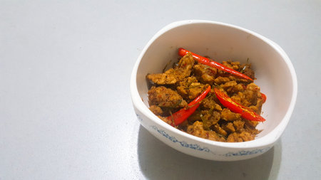 Pork with yellow curry pasteの写真素材