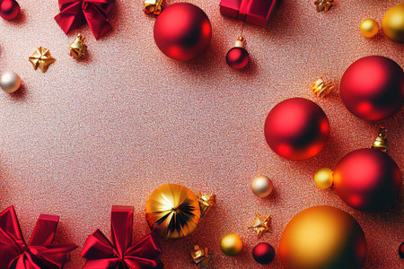 red and gold christmas balls winter artの素材