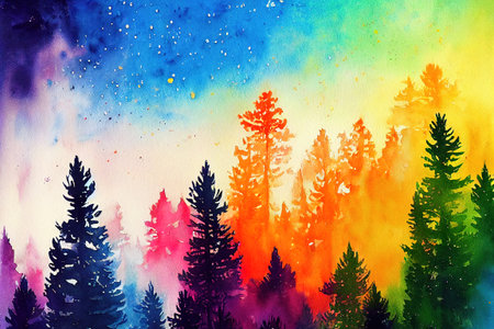 sunset in the mountains in alps color oil artの素材