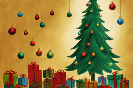 Christmas background with bubbles and toys color artの素材