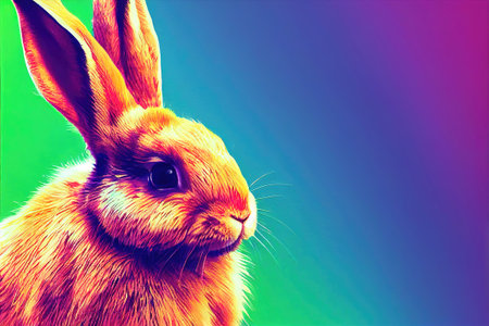 easter bunny on a color backgroundの素材