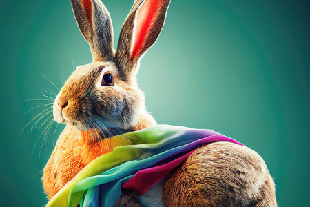 easter bunny on a color backgroundの素材