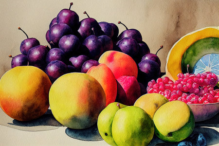 fruits and vegetables color artの素材