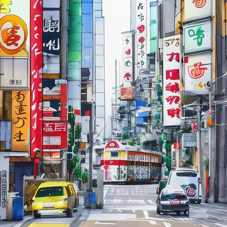 street in the city tokyo japanの素材