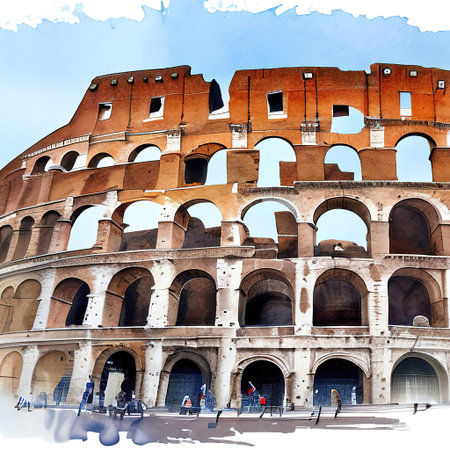 columns near Forum of Trajan at sunny day, Rome, Italyの素材
