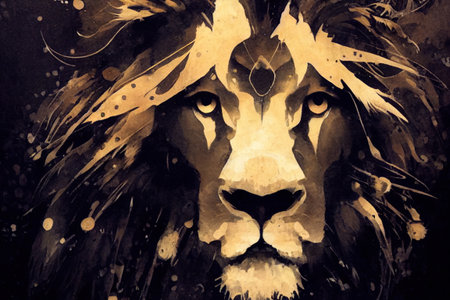 portrait of a lion abstract color artの素材