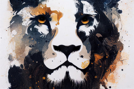 portrait of a lion abstract color artの素材