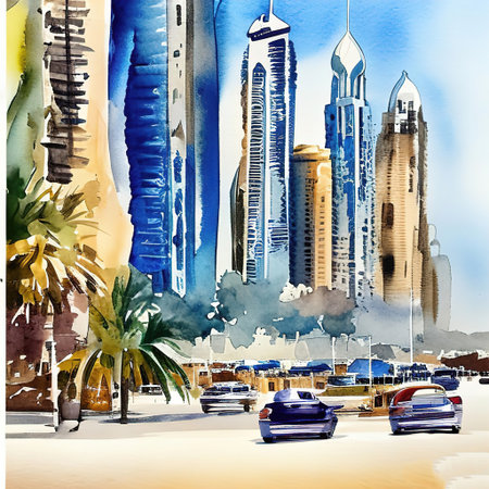 city in the sunny day Dubaiの素材