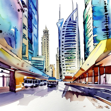city in the sunny day Dubaiの素材