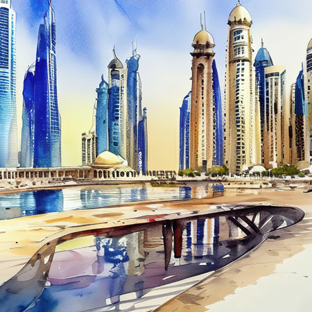 city in the sunny day Dubaiの素材