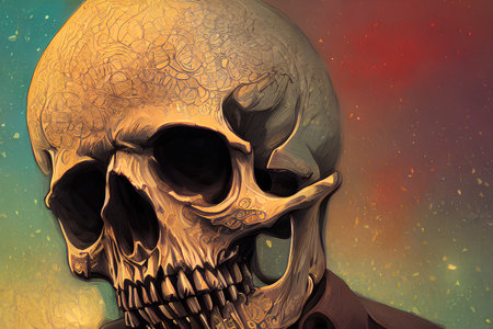 skull and crossbones color grunge abstract illustrationの素材