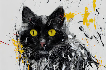 black and white cat portraitの素材