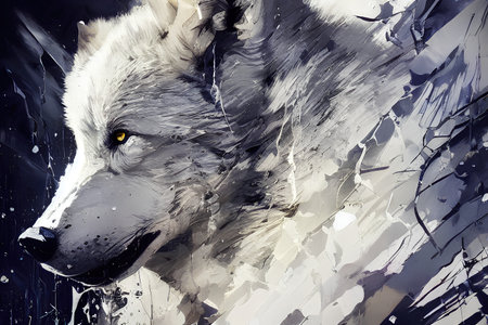 portrait of a wolf color illustrationの素材