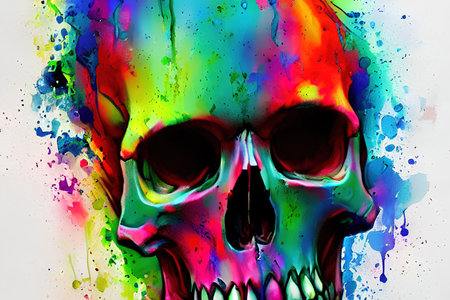 skull in the wall grunge abstract illustrationの素材