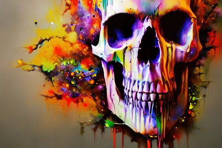 skull in the wall grunge abstract illustrationの素材