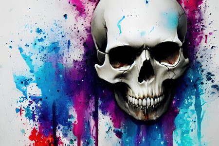 skull in the wall grunge abstract illustrationの素材