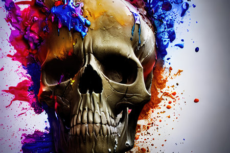 skull in the wall grunge abstract illustrationの素材