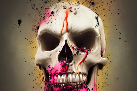 skull in the wall grunge abstract illustrationの素材