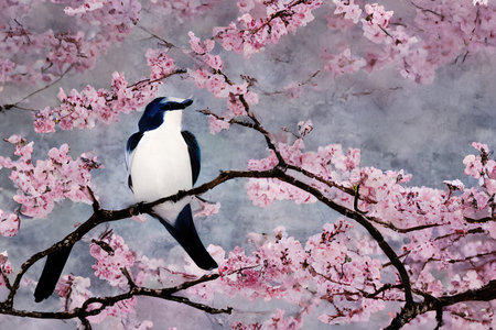 cherry blossom on a branch illustrationの素材