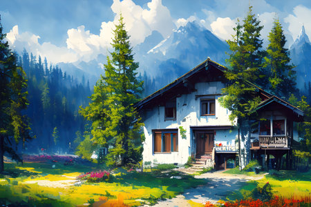 small house in the mountainsの素材
