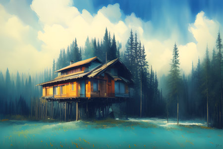 small house in the mountainsの素材
