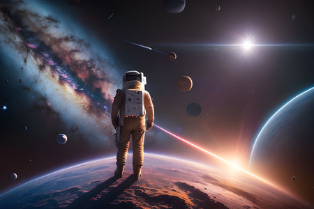 spaceship and space Created with generative AI toolsの素材