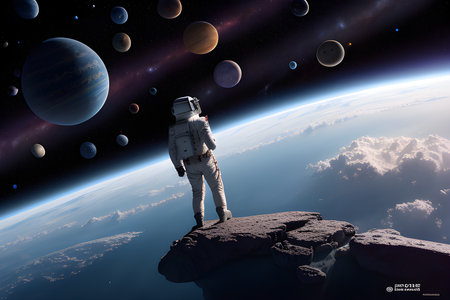 spaceship and space Created with generative AI toolsの素材