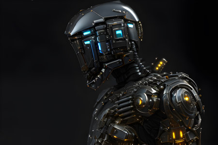 robot cyborg warrior Created with generative AI toolsの素材
