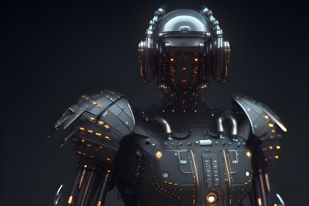 robot cyborg warrior Created with generative AI toolsの素材
