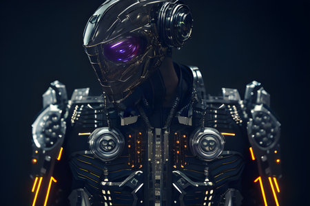 robot cyborg warrior Created with generative AI toolsの素材