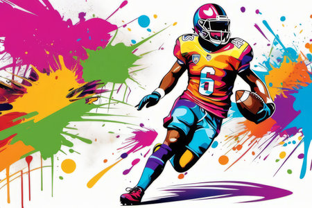 soccer ball on colorful splashes created with generative AI software.の素材