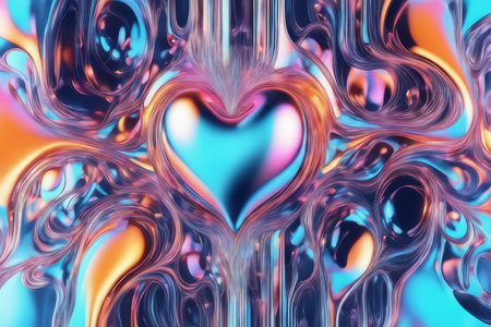 abstract fractal background with bubbles created with generative AI softwareの素材