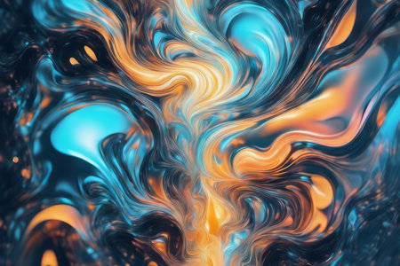 abstract fractal background with bubbles created with generative AI softwareの素材