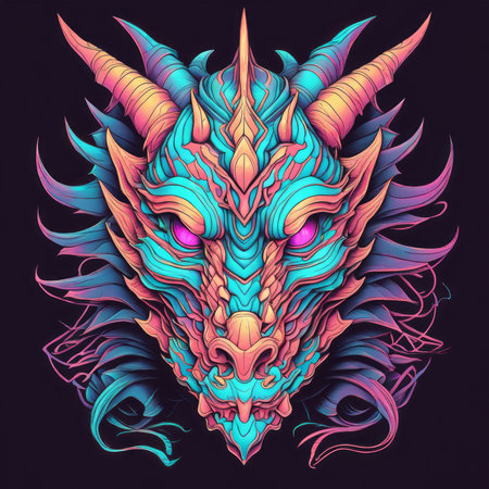 colorful background with dragon created with generative AI softwareの素材