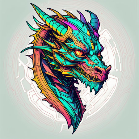 colorful background with dragon created with generative AI softwareの素材