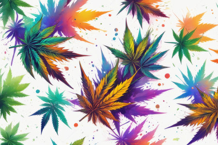 abstract background wwith cannabis created with generative AI softwareの素材