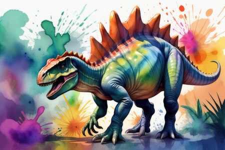 tyrannosaurus rex dinosaur color illustration created with generative AI softwareの素材