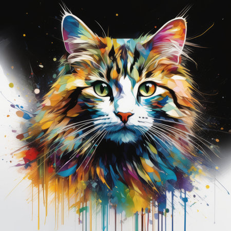 illustration of a cat created with generative AI softwareの素材