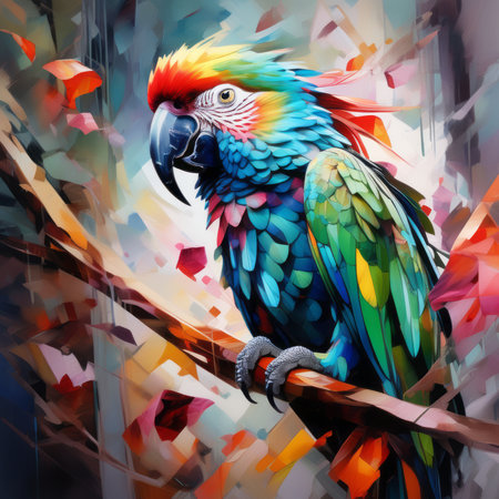 blue and yellow macaw parrot created with generative AI softwareの素材