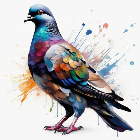 colorful background with bird pigeon created with generative AI softwareの素材