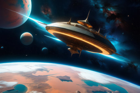 planet in space created with generative AI softwareの素材