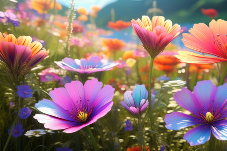 flowers in the garden created with generative AI software.の素材