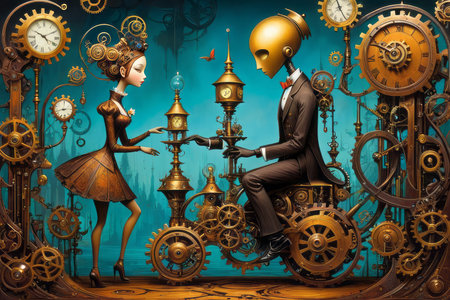 antique clock mechanism created with generative AI softwareの素材