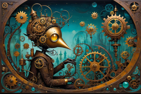 antique clock mechanism created with generative AI softwareの素材