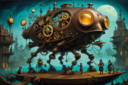 antique clock mechanism created with generative AI softwareの素材