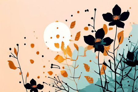 background with flowers created with generative AI software.の素材