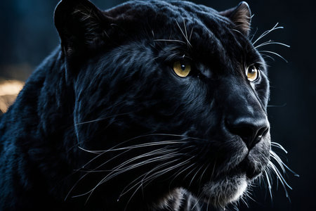 black jaguar in jungle content created with generative AI software.の素材