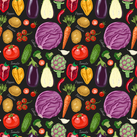 Vector seamless pattern with vegetables. Vector illustration for your design